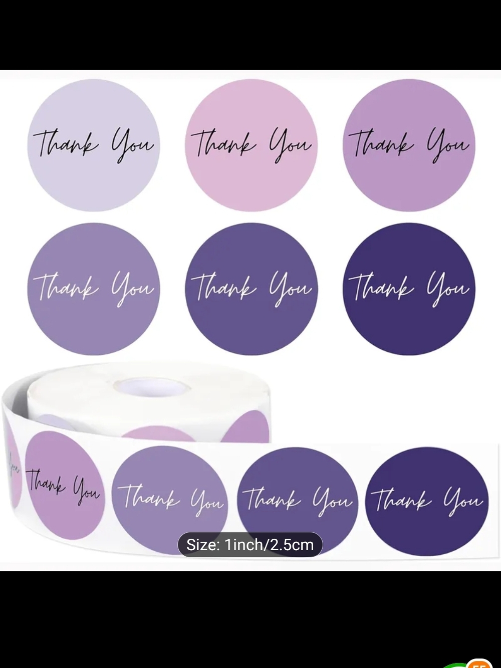 500 Thank You Round Sticker- Purple Ombre New